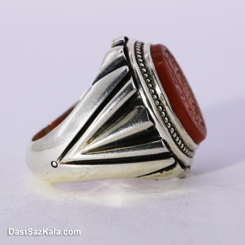 انگشتر عقیق یمنی مردانه اصل با رکاب شیخ احمد زنجانی کد RN-24