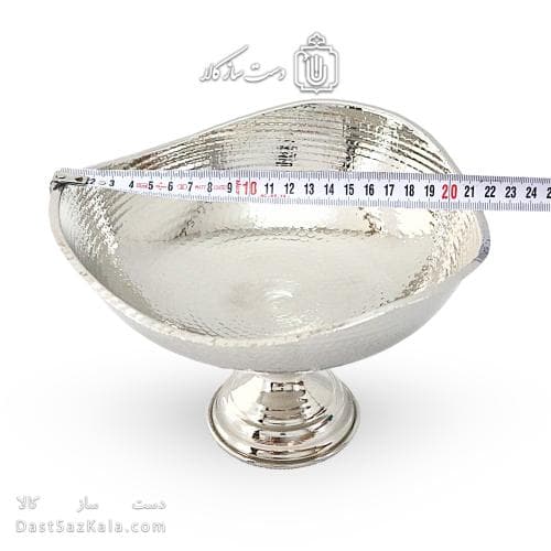 آجیل خوری مسی سفید روکش کروم مدل سه گوش 22 سانتی کد AH-29