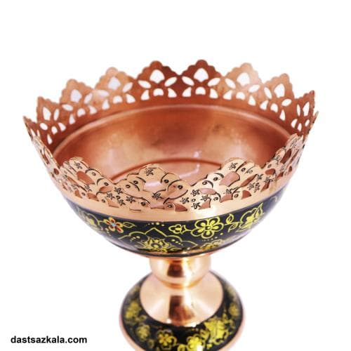 آجیل خوری مسی پایه دار میناکاری پرداز نانو شده کد MJ-43