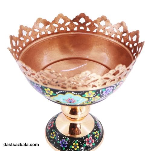 آجیل خوری پایه دار مسی میناکاری طرح پرداز نانو شده کد MJ-46
