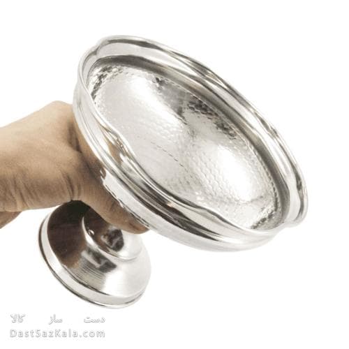 آجیل خوری مسی پایه دار با روکش کروم لبه چین 22سانتی کد AH-45