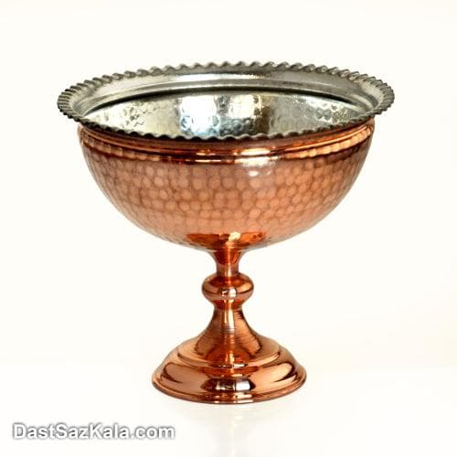 آجیل خوری مسی پایه دار زنجان سایز کوچک کد NZ-25