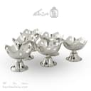 ست هفت سین و بستنی خوری مسی سفید مدل ستاره ای 6 تایی AH-62