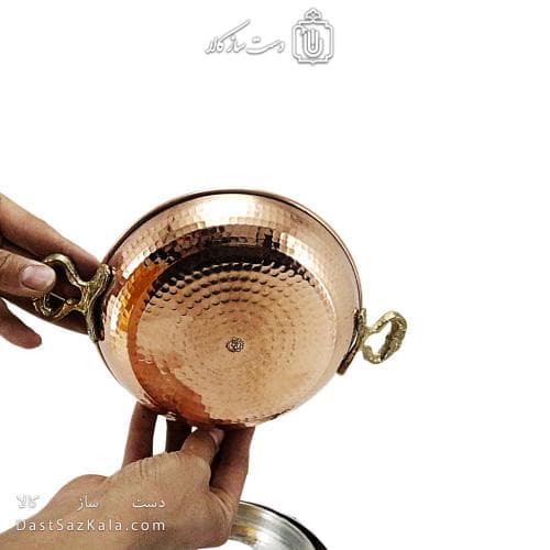 سرویس ماهیتابه مسی زنجان دسته برنجی مجموعه 3 عددی کد AH-159