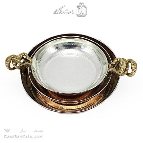 سرویس ماهیتابه مسی زنجان دسته برنجی مجموعه 3 عددی کد AH-159