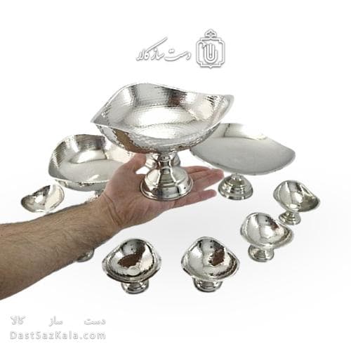 سرویس پذیرایی مسی سفید جدید پایه دار نانو شده 10 تیکه AH-110