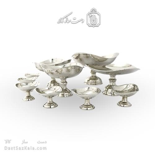 سرویس پذیرایی مسی سفید جدید پایه دار نانو شده 10 تیکه AH-110