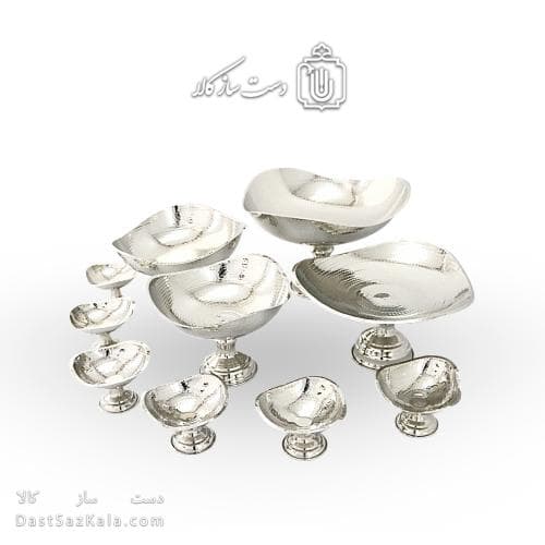 سرویس پذیرایی مسی سفید جدید پایه دار نانو شده 10 تیکه AH-110