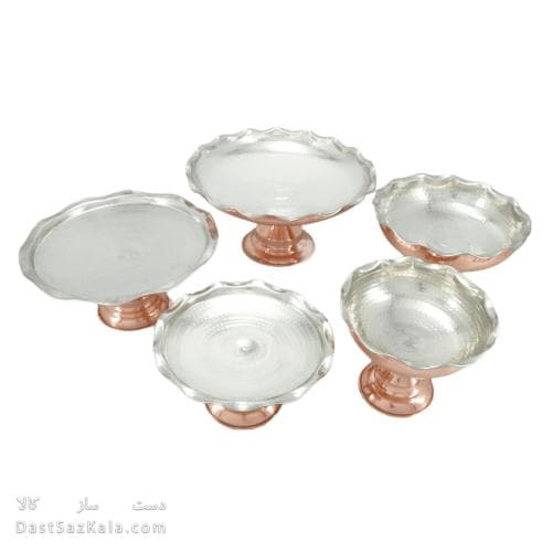 سرویس پذیرایی مسی پایه دار داخل سفید نانو شده 5 تیکه AH-100