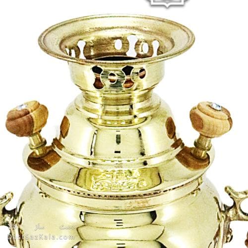 سماور برنجی ذغالی 1.5 لیتری مدل آینه ای کد AH-152