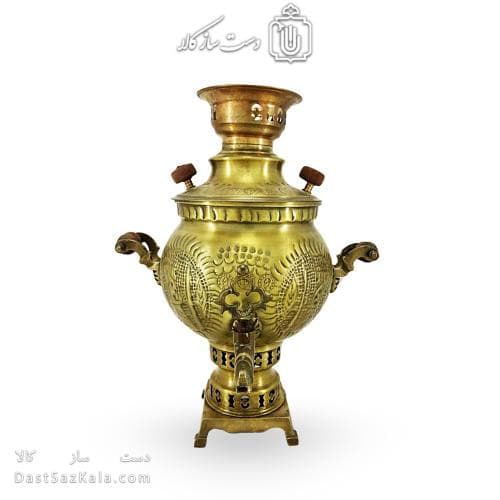 سماور زغالی برنجی آنتیک مدل هخامنشی 3 لیتری کد AH-135