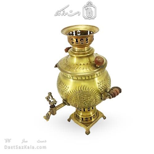 سماور زغالی برنجی آنتیک مدل هخامنشی 3 لیتری کد AH-135