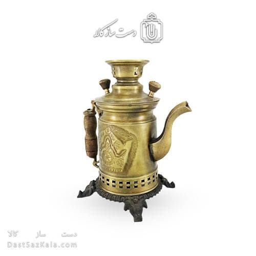 سماور زغالی شکاری برنجی آنتیک 1.5 لیتری کد AH-136