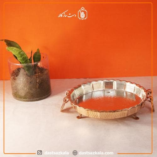 سینی مسی پایه دار زنجان سایز 1 دسته دار کد PA-40