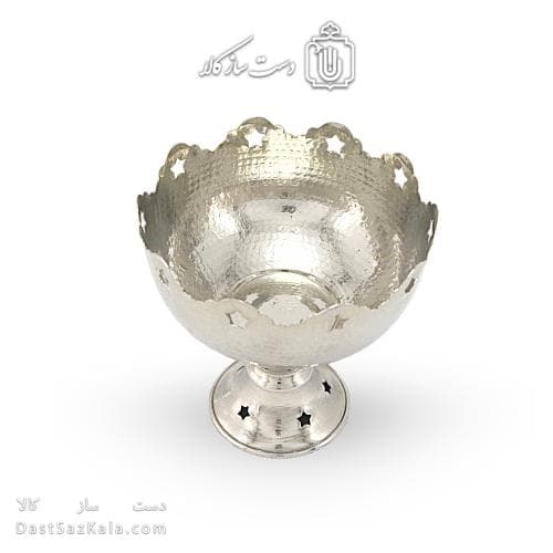 شکلات خوری مسی سفید پایه دار مدل ستاره ای 16 سانتی کد AH-36