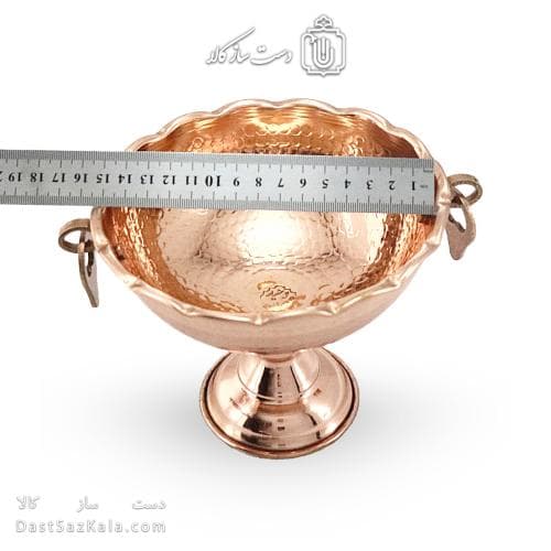 شکلات خوری مسی پایه دار مدل گوشواره ای قطر 15 سانتی کد AH-49