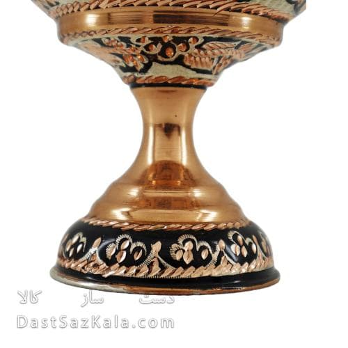 شکلات خوری مسی پایه دار نقره کوب کد MJ-118