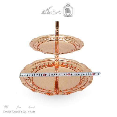 شیرینی خوری مسی دو طبقه جدید به ارتفاع 35 سانتیمتر کد AH-131