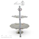 شیرینی خوری مسی دو طبقه سفید به ارتفاع 30 سانتیمتر کد AH-134