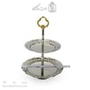 شیرینی خوری مسی دو طبقه سفید به ارتفاع 35 سانتیمتر کد AH-132