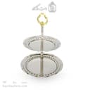 شیرینی خوری مسی دو طبقه سفید به ارتفاع 35 سانتیمتر کد AH-132