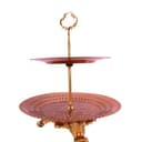 شیرینی خوری مسی دو طبقه پایه دار و طرح دار کد SHH-69