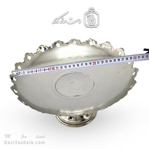 شیرینی خوری مسی پایه دار سفید مدل ستاره ای 28 سانتی کد AH-38