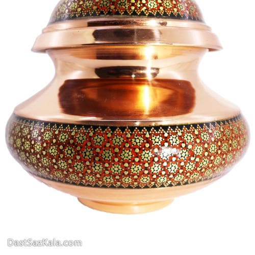 قندان مسی خاتم کاری اصفهان مدل سفینه ای کد MJ-71