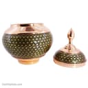 قندان مسی خاتم کاری مدل سیبی سایز 27 مشکی کد MJ-68