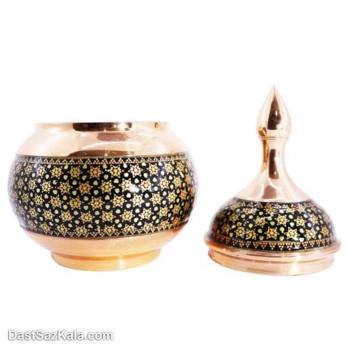 قندان مسی خاتم کاری سایز 18 کد MJ-82