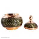 قندان مسی خاتم کاری شده سایز 22 مشکی کد MJ-72