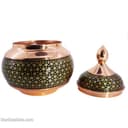 قندان مسی خاتم کاری شده سایز 22 مشکی کد MJ-72