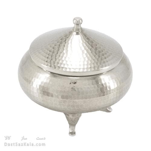 قندان مسی سفید مدل سفینه ی سه پایه 10سانتیمتری کد AH-81