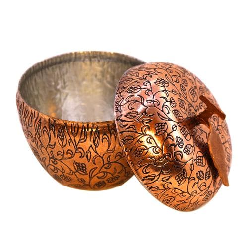 قندان مسی طرح سیب قلم کاری شده سایز بزرگ 6 سانتی کد SSH-43