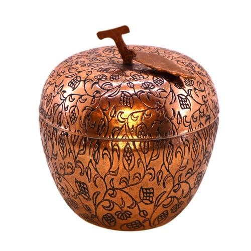 قندان مسی طرح سیب قلمزنی سایز کوچک 8 سانتیمتری کد SSH-44