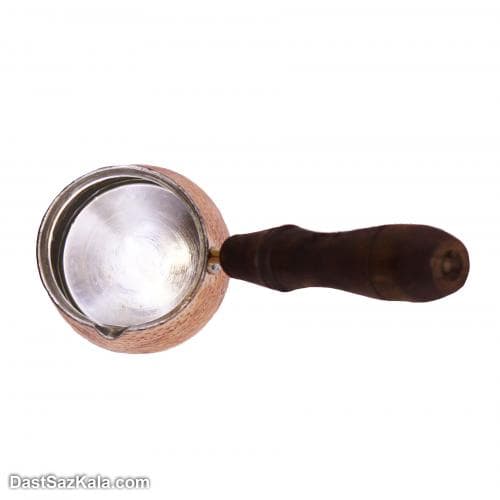 قهوه جوش مسی زنجان چکشی دسته چوبی کد SSH-15