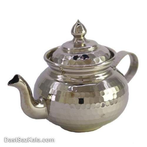 قوری مسی کوچک زعفران دم کن سفید زنجان کد SA-12