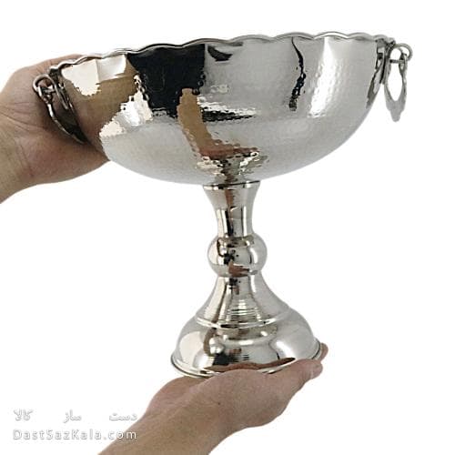 میوه خوری مسی سفید بزرگ مدل گوشواره ای قطر 27 سانتی کد AH-57