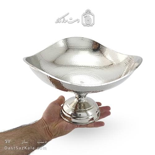 میوه خوری مسی سفید زنجان مدل سه گوش نانو شده 28 سانتی AH-31