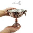 کاسه پایه دار مسی سیاه قلم زنجان نانو شده قطر 15سانتی AH-116