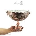 کاسه پایه دار مسی قلم زنی زنجان نانو شده قطر 24 سانتی AH-113