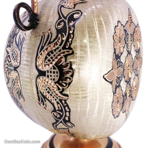 گلدان مسی الماس تراش نقره کوبی شده 40 سانتی کد MJ-101