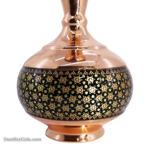 گلدان مسی خاتم کاری اصفهان 20 سانتی مدل شلغمی کد MJ-90