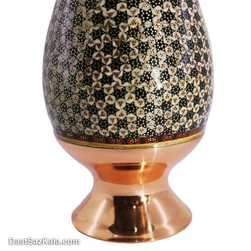 گلدان مسی خاتم کاری اصفهان 30 سانتی مدل موشکی کد MJ-84