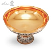 آجیل خوری مسی پایه دار الماس تراش نقره کوب کد MJ-129