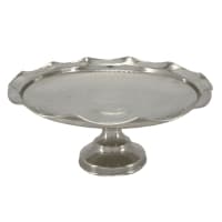 شیرینی خوری مسی پایه دار سفید مدل لبه چین 25 سانتی کد AH-47