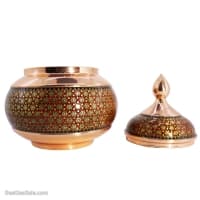 قندان مسی خاتم کاری اصفهان سایز 22 قرمز کد MJ-73