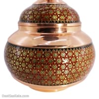 قندان مسی خاتم کاری اصفهان سایز 22 قرمز کد MJ-73