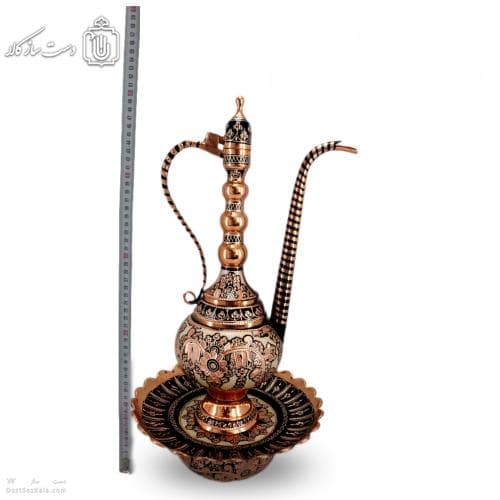 آفتابه لگن مسی الماس تراش نقره کوب جلال مدل توپی کد MJ-119