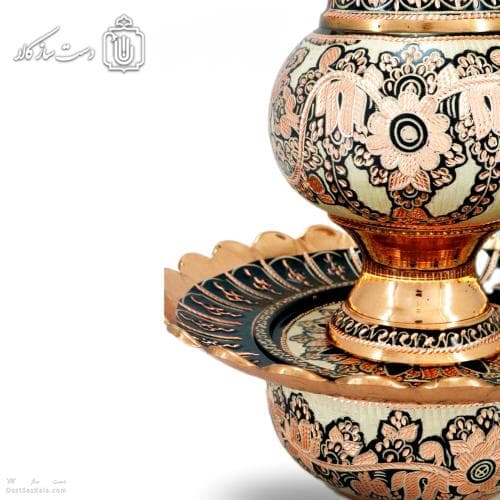 آفتابه لگن مسی الماس تراش نقره کوب جلال مدل توپی کد MJ-119